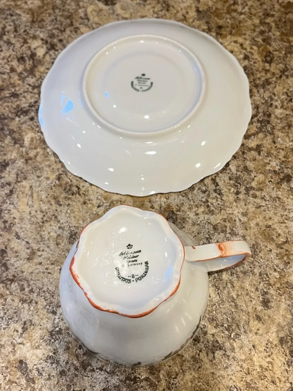 Holiday Hand Painted Holly Teacup and Saucer Set Seltmann Weiden Bavaria